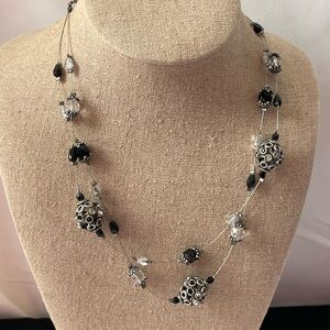 Chico's Elegant Silver and Black Necklace